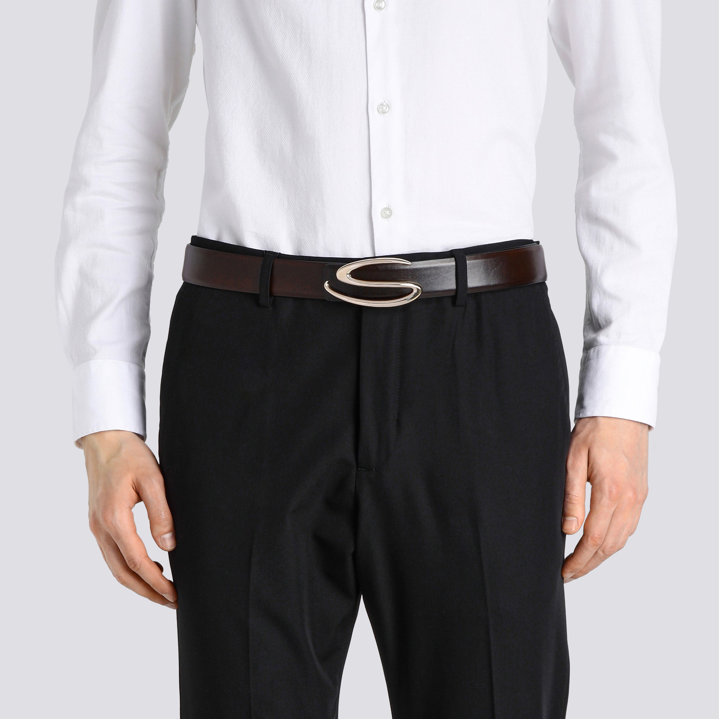 Brown leather belt strap - 2