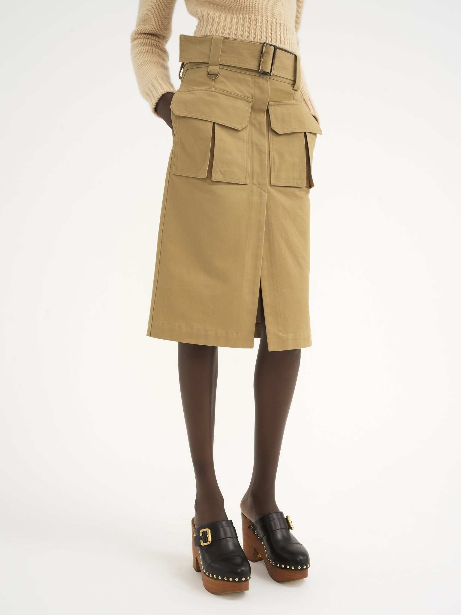 SAHARIENNE MIDI SKIRT IN COTTON GABARDINE - 4