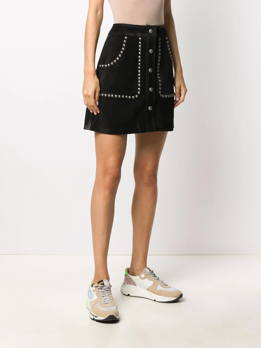 studded A-line mini skirt - 3