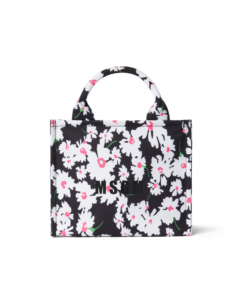 Small canvas tote bag with daisy print 1