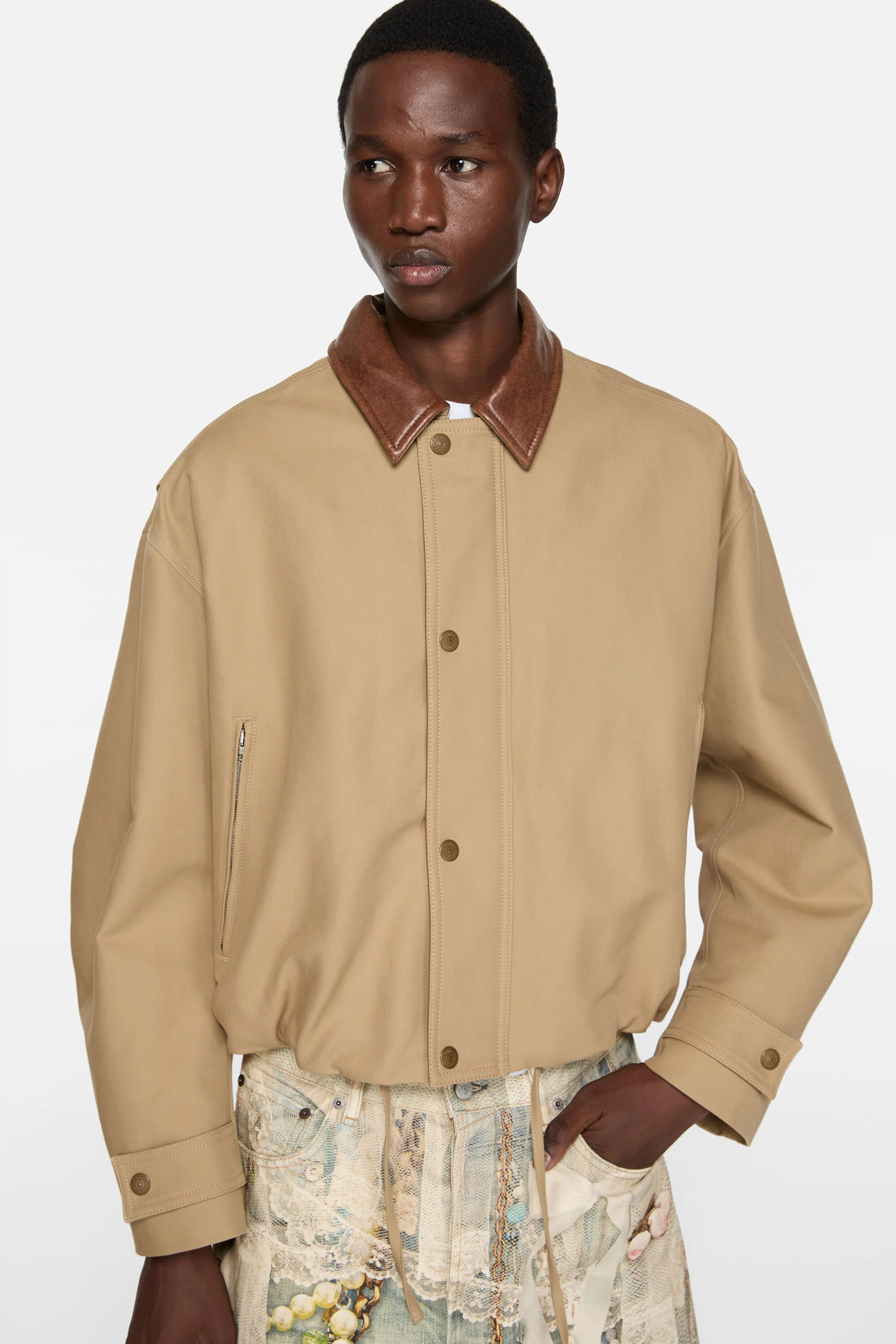 Twill jacket - Khaki beige - 4