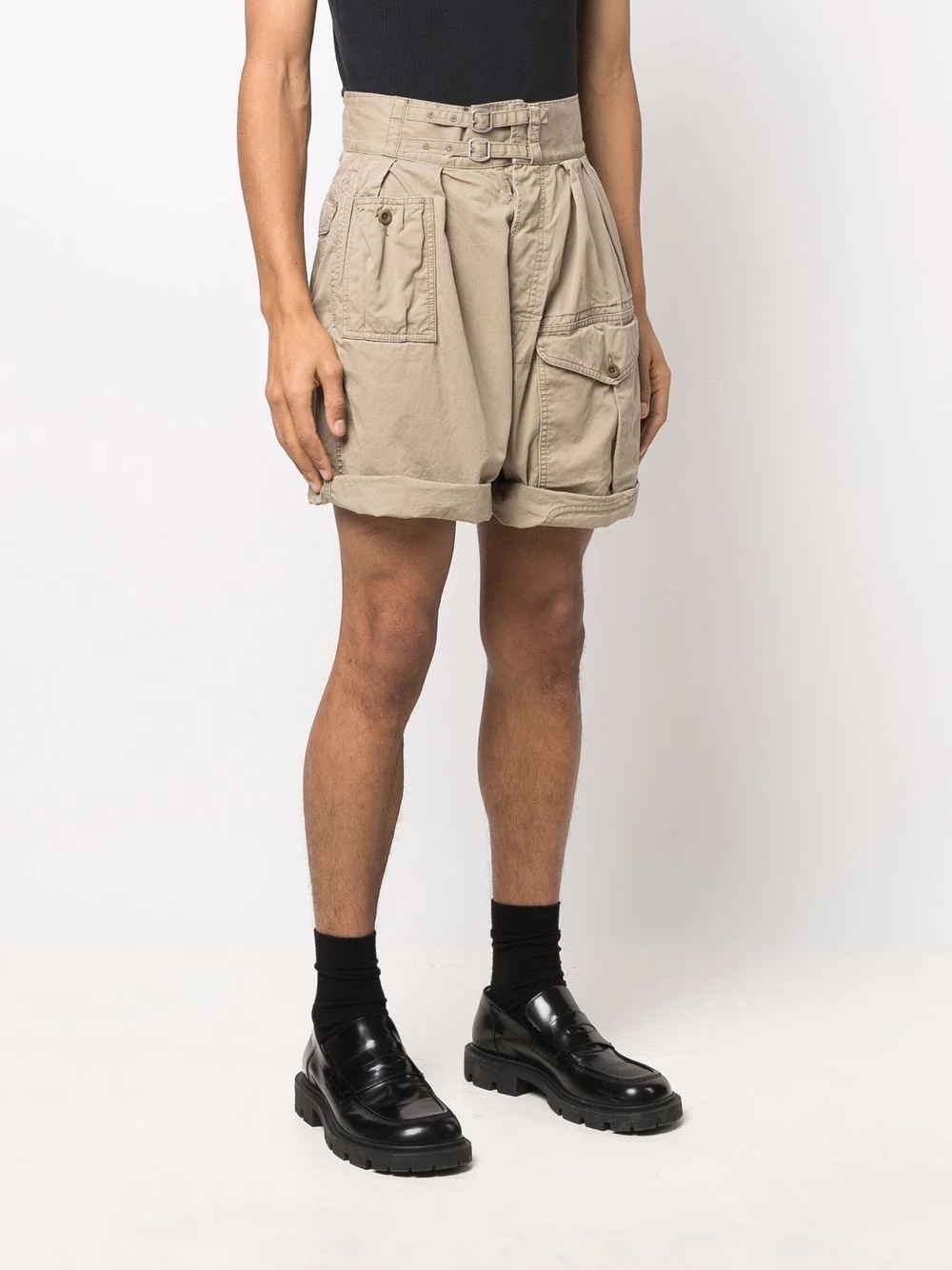 high-rise cargo shorts - 3