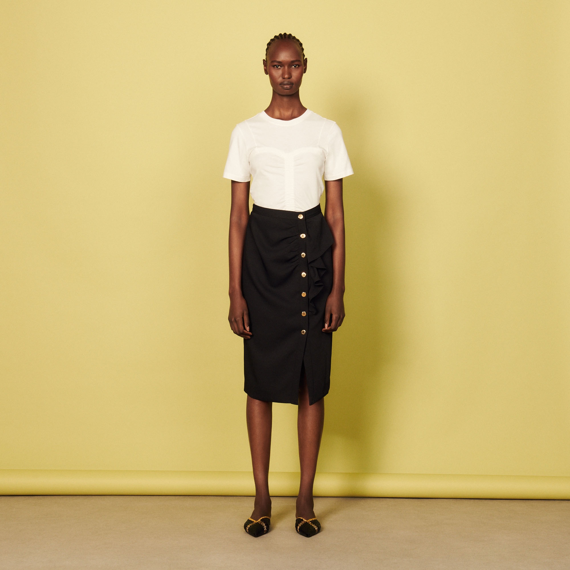 Ruffled midi pencil skirt - 6