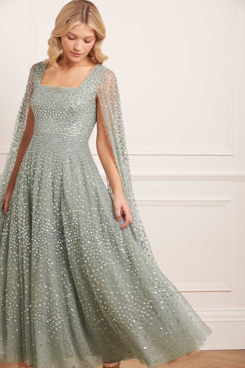 Needle & Thread Scatter Dot Cape Sleeve Ankle Gown outlook