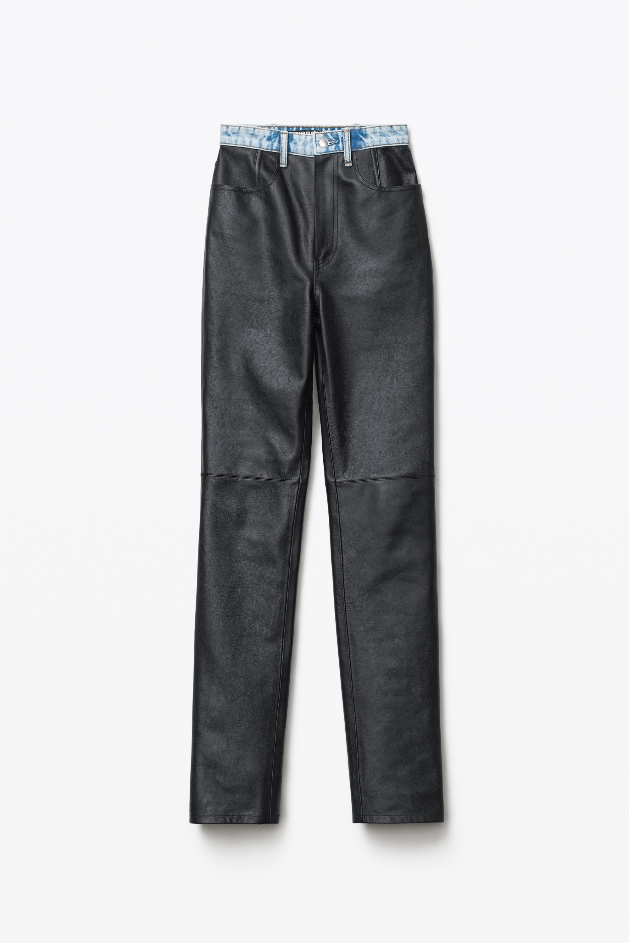 SLIM CONTRAST JEANS IN MOTO LEATHER - 1