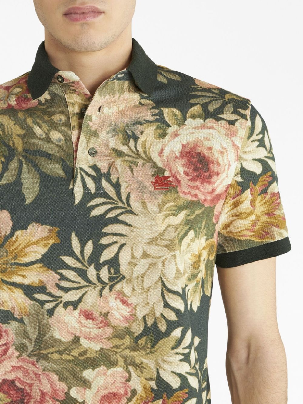 floral-print cotton polo shirt - 4