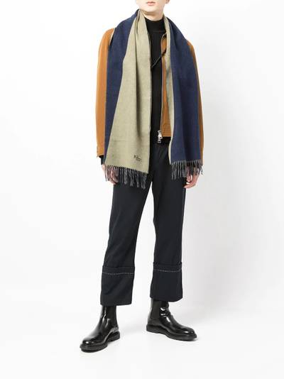 Mulberry bi-colour fringed wool scarf outlook