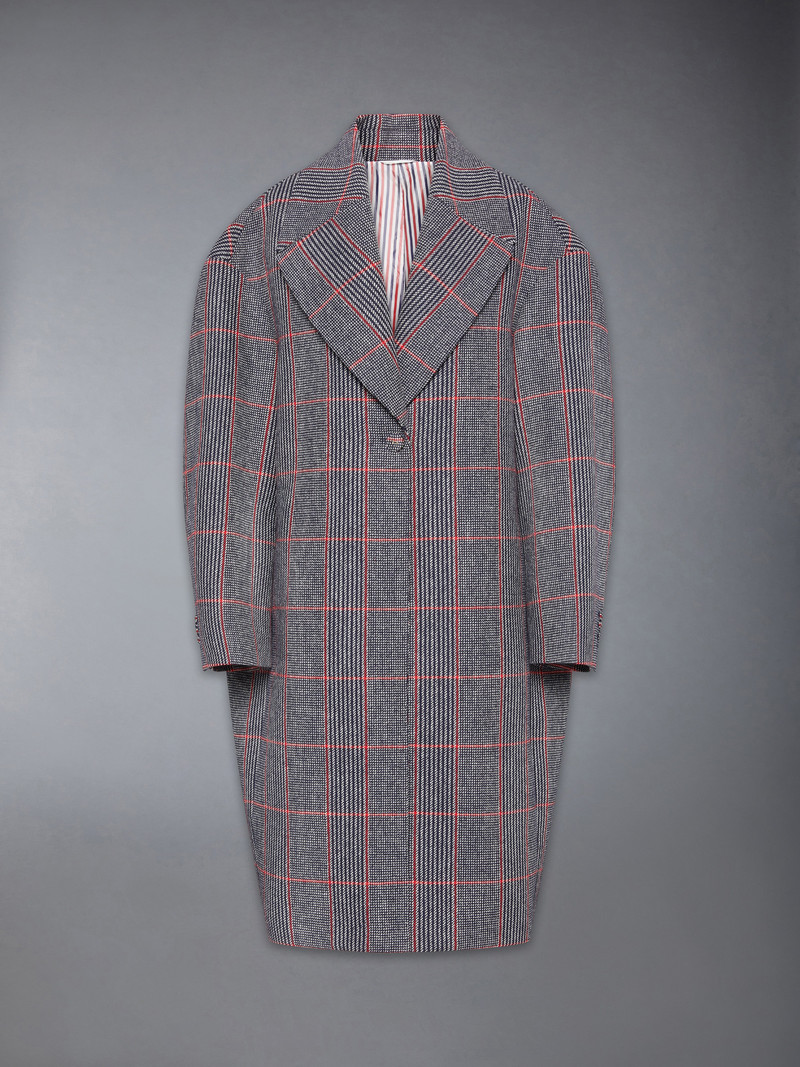 CHECK HUNTING TWEED COCOON COAT 1