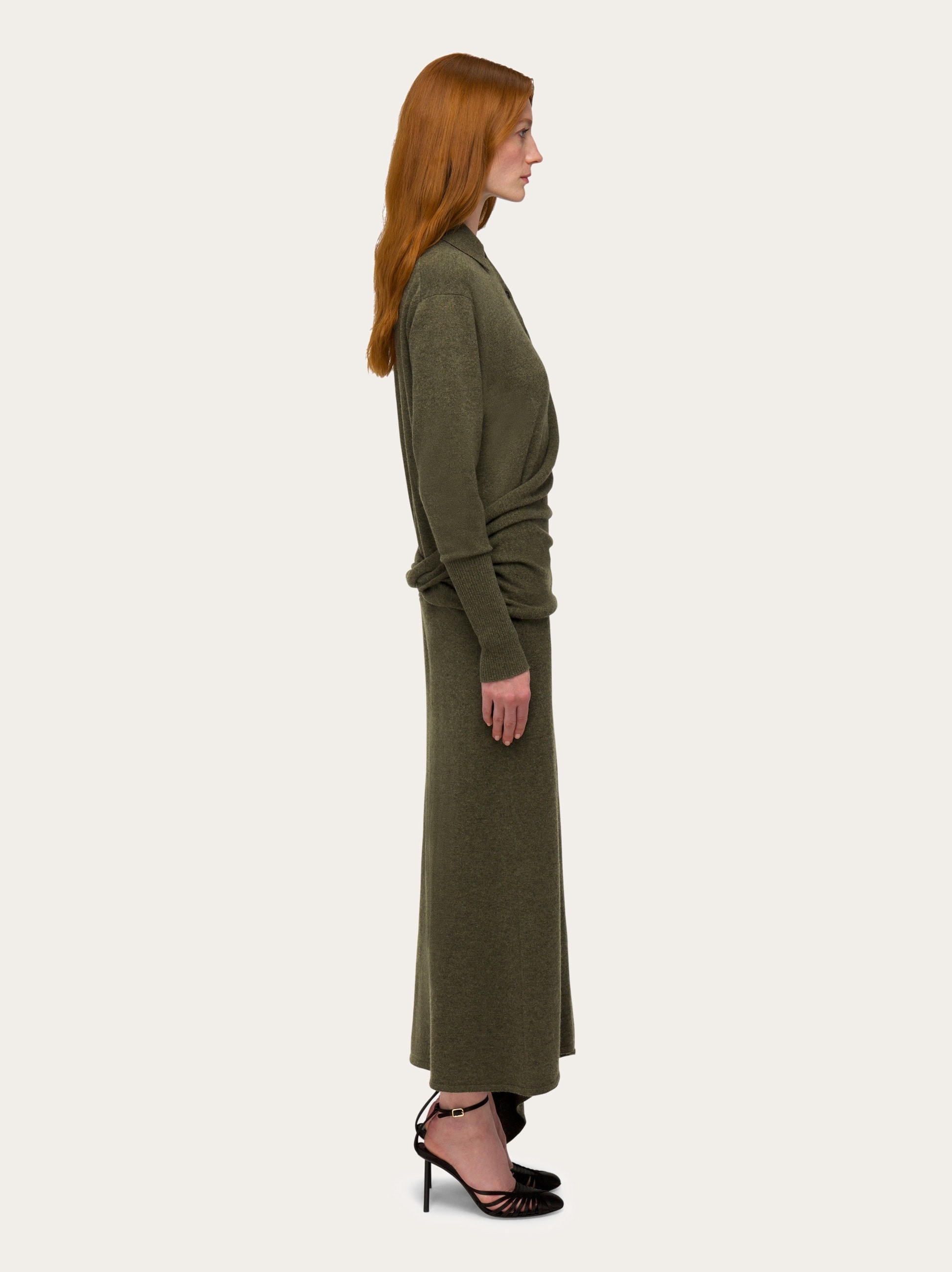 Knitted dress with asymmetric panel - 3