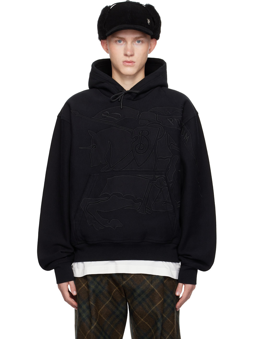 Black Embroidered EKD Hoodie - 1