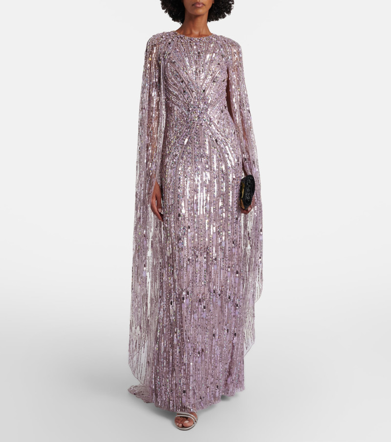 JENNY PACKHAM Elio embellished caped gown outlook