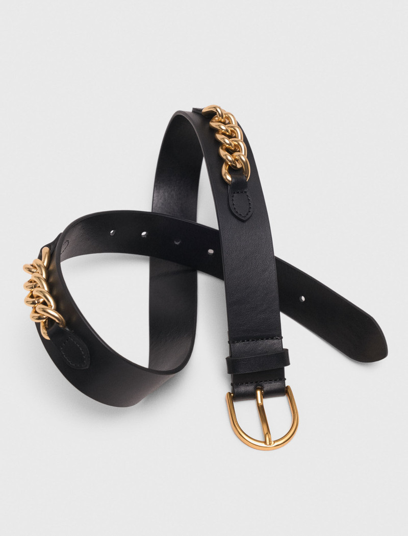 Leather belt with chain details 4