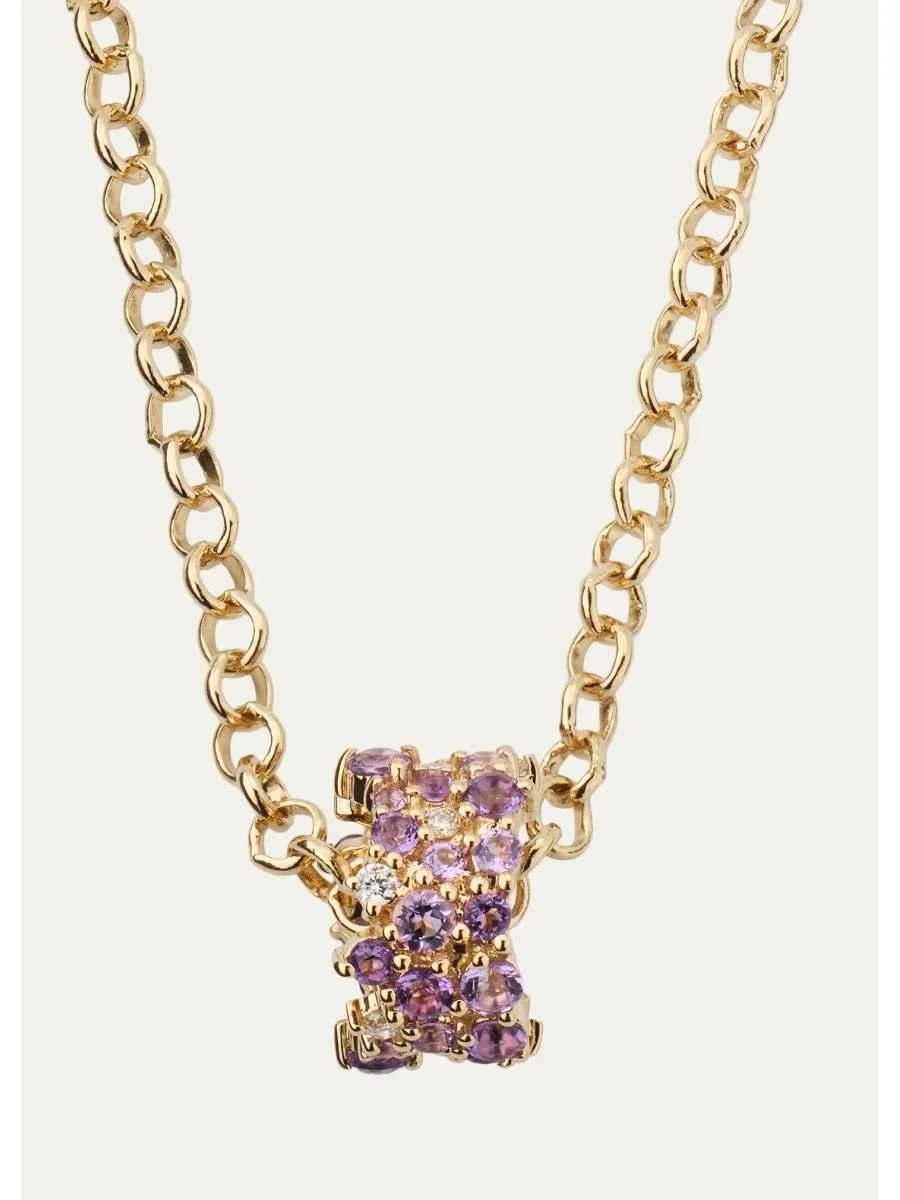 14K Diamond and Amethyst Cocktail Necklace - 1