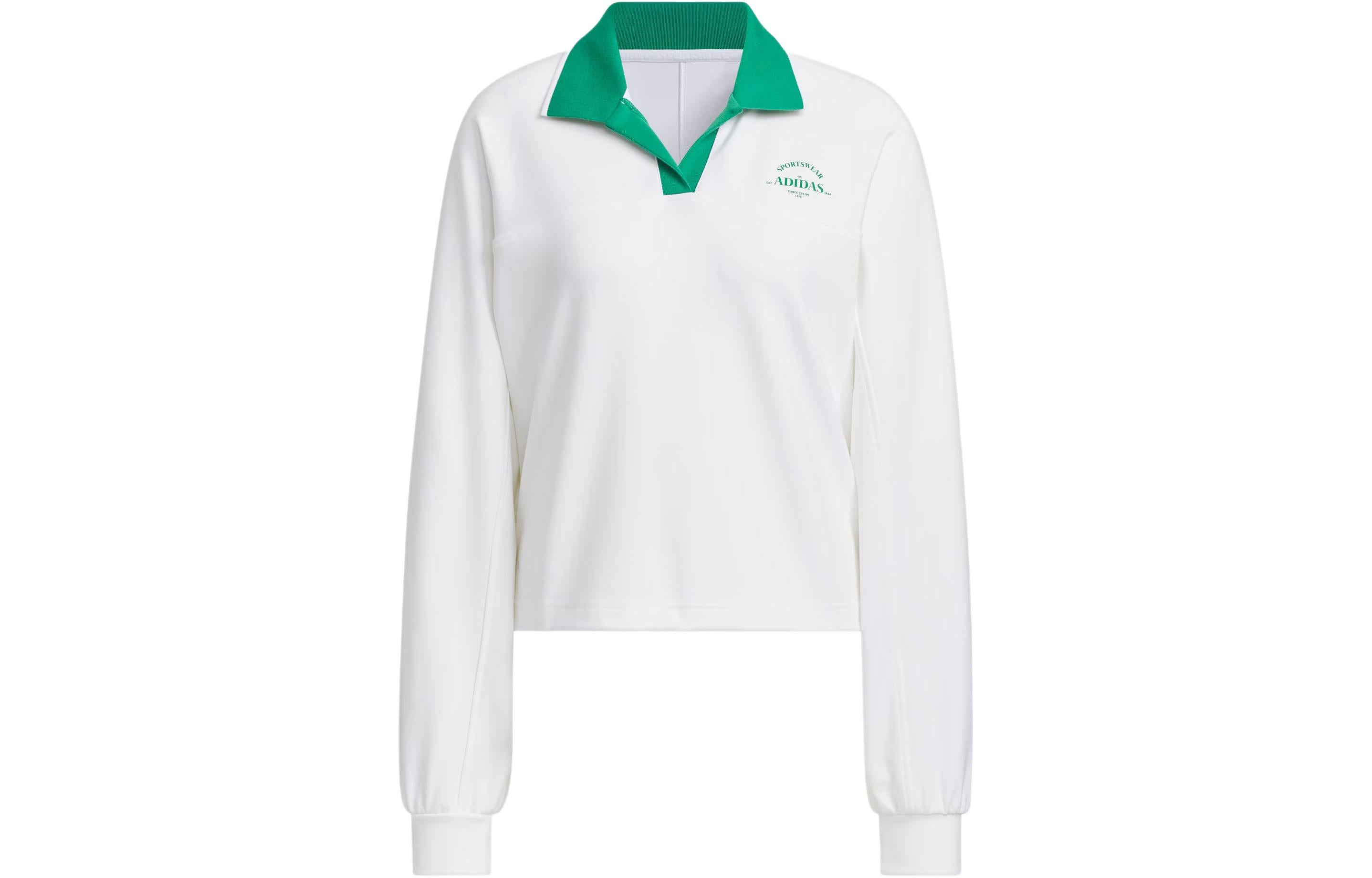 (WMNS) adidas Verbiage Polo Shirt 'White Green' JE3617 - 2