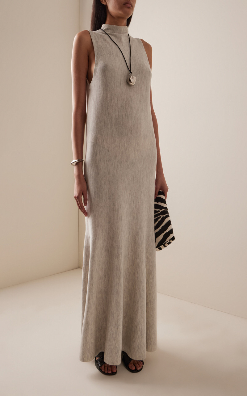 KHAITE Margo Mockneck Merino-Wool Maxi Dress grey outlook