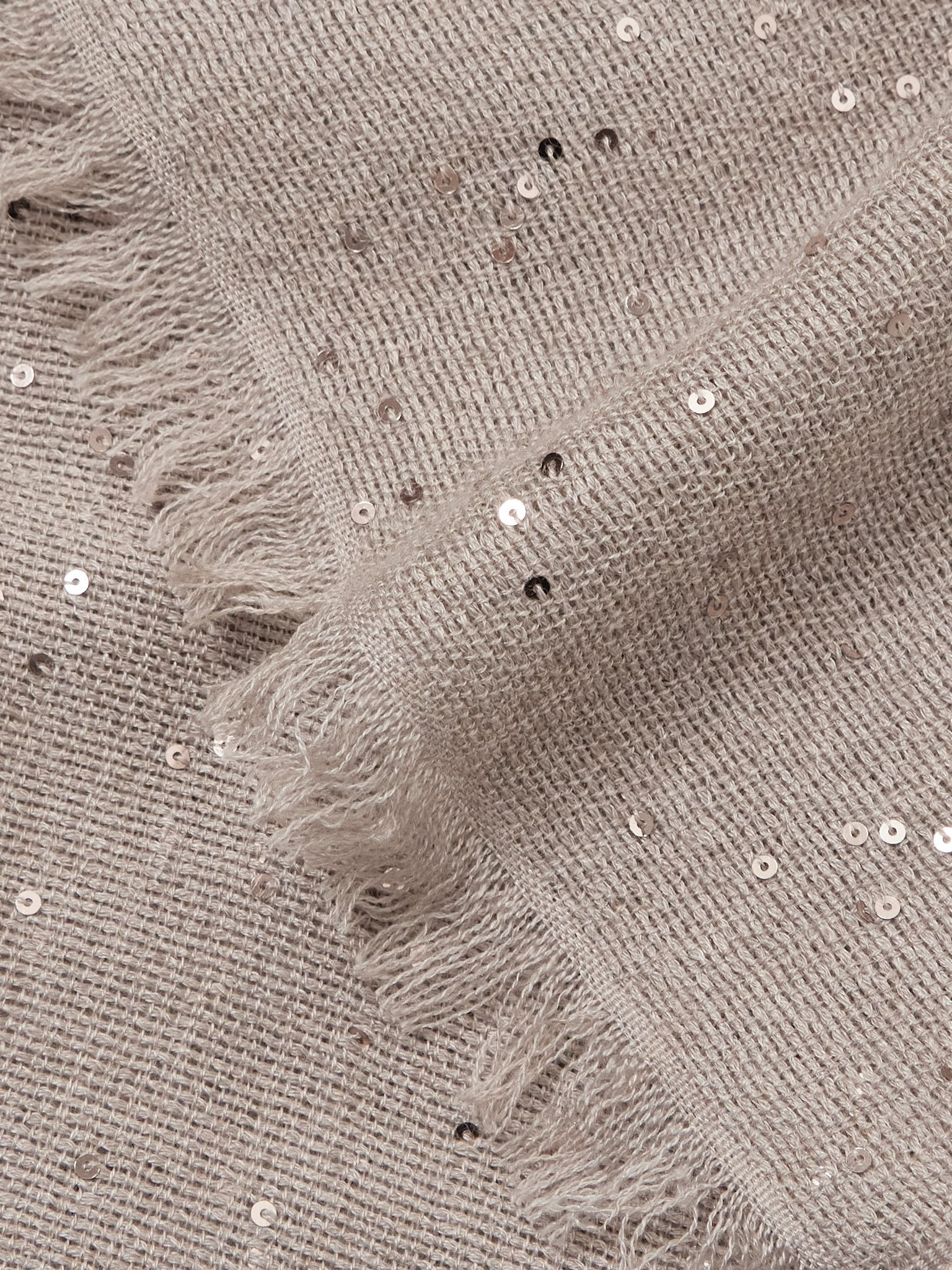 Sequined cashmere and silk-blend scarf Taupe - 3