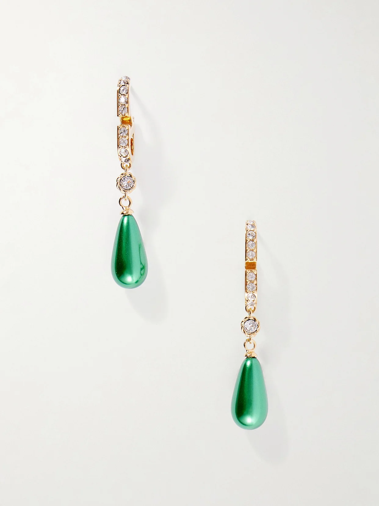 Gold-tone Beaded Crystal Earrings - 1