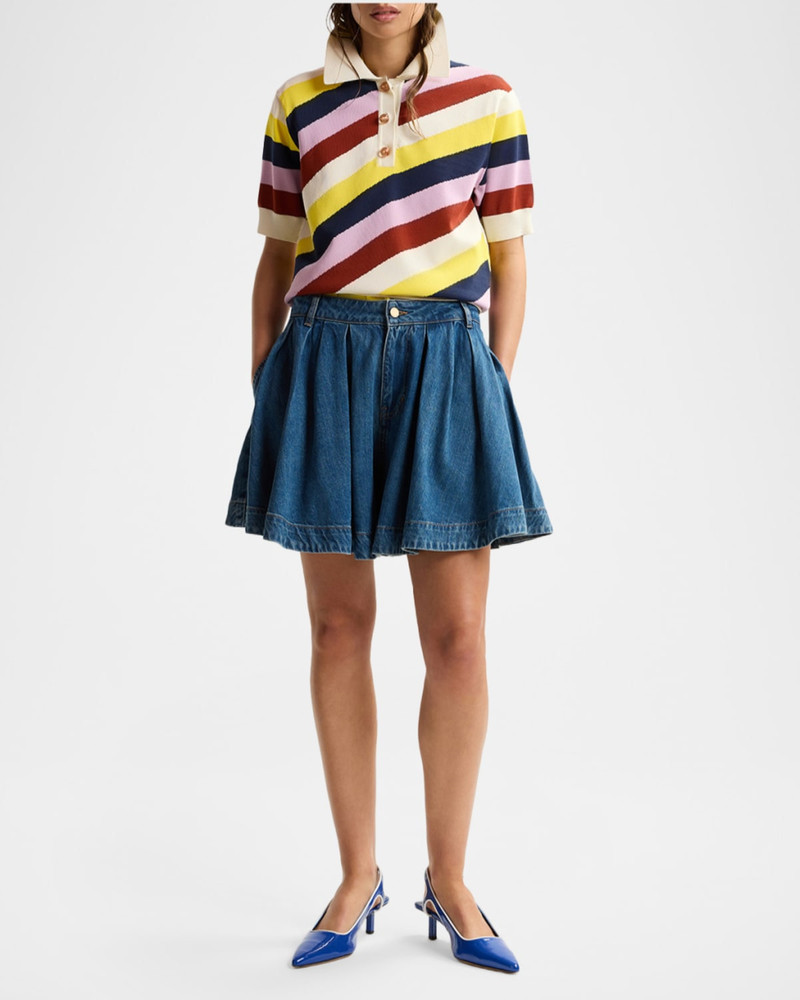 ESSENTIEL ANTWERP Stripe Knit Polo Shirt outlook