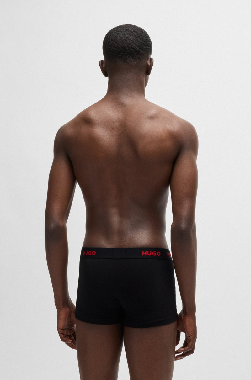 HUGO THREE-PACK OF STRETCH-COTTON TRUNKS WITH LOGO WAISTBANDS outlook