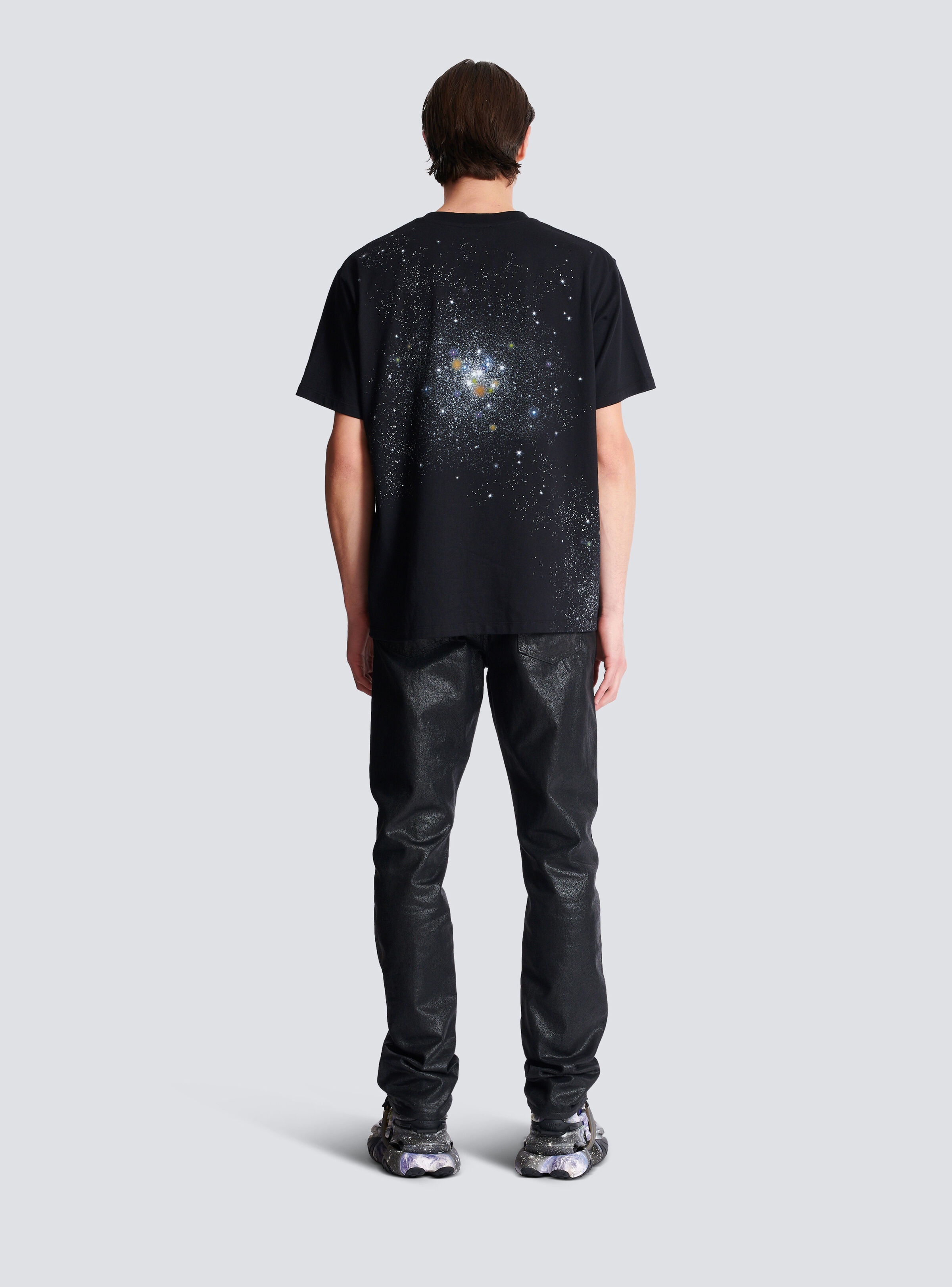 Printed Balmain Universe logo and stars T-shirt - 4