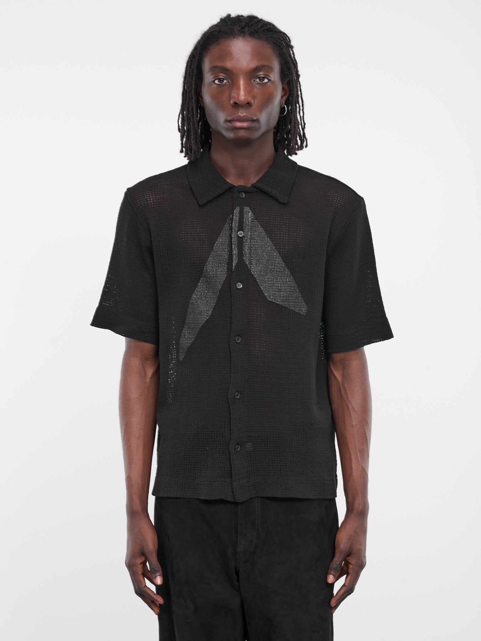 OMMO　IRREGULAR PATTERN AIO　ブラック 1017 ALYX 9SM Button-Up Logo Mesh Shirt | hlorenzo | REVERSIBLE