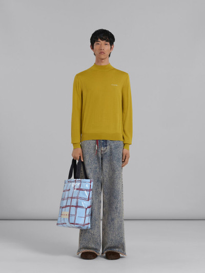 Marni BLUE CHECKED TOTE WITH CLEAR WRAP outlook