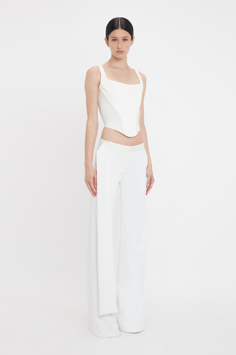 Satin Waistband Trouser In Ivory 3