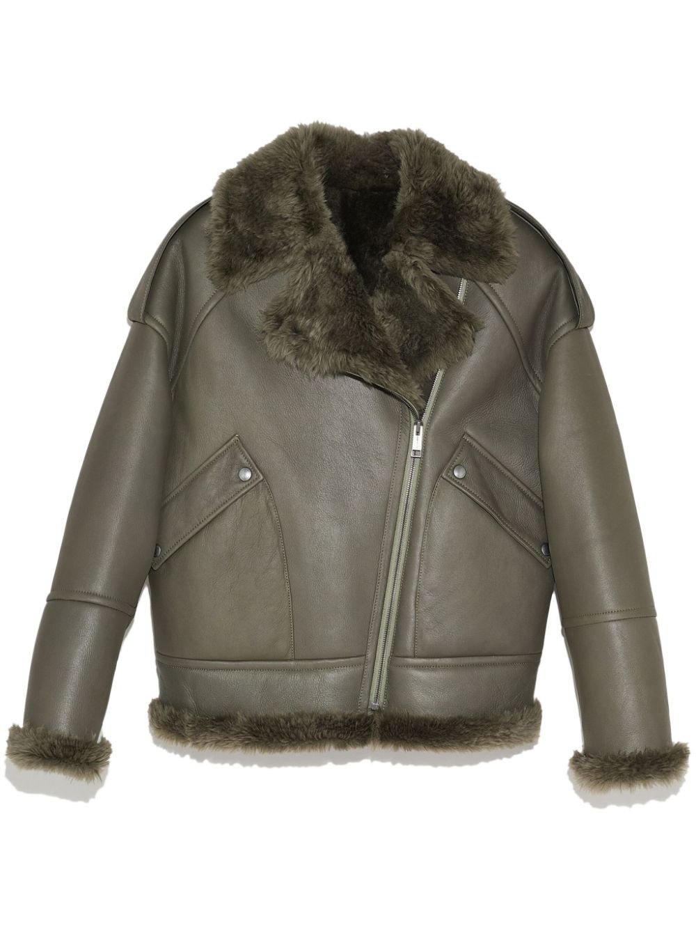 shearling-lining biker jacket - 1