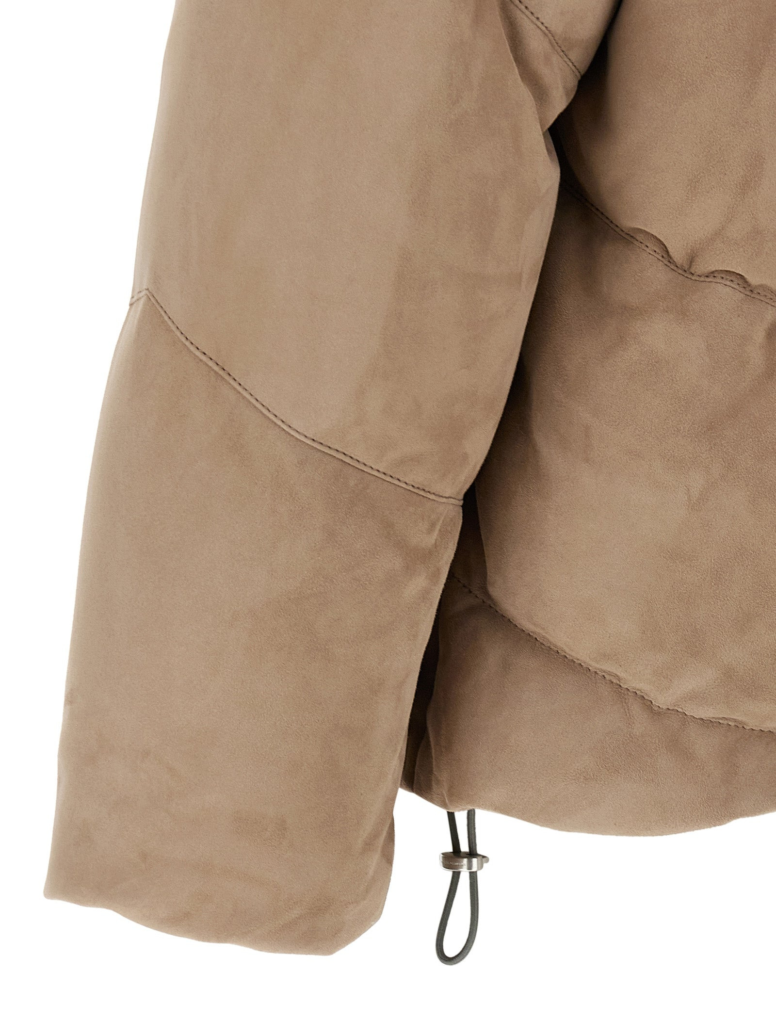 Suede Down Jacket Puffer Jackets Beige - 4