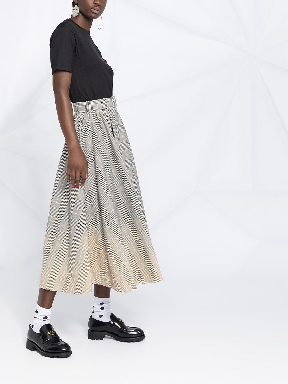 faded check midi skirt - 4