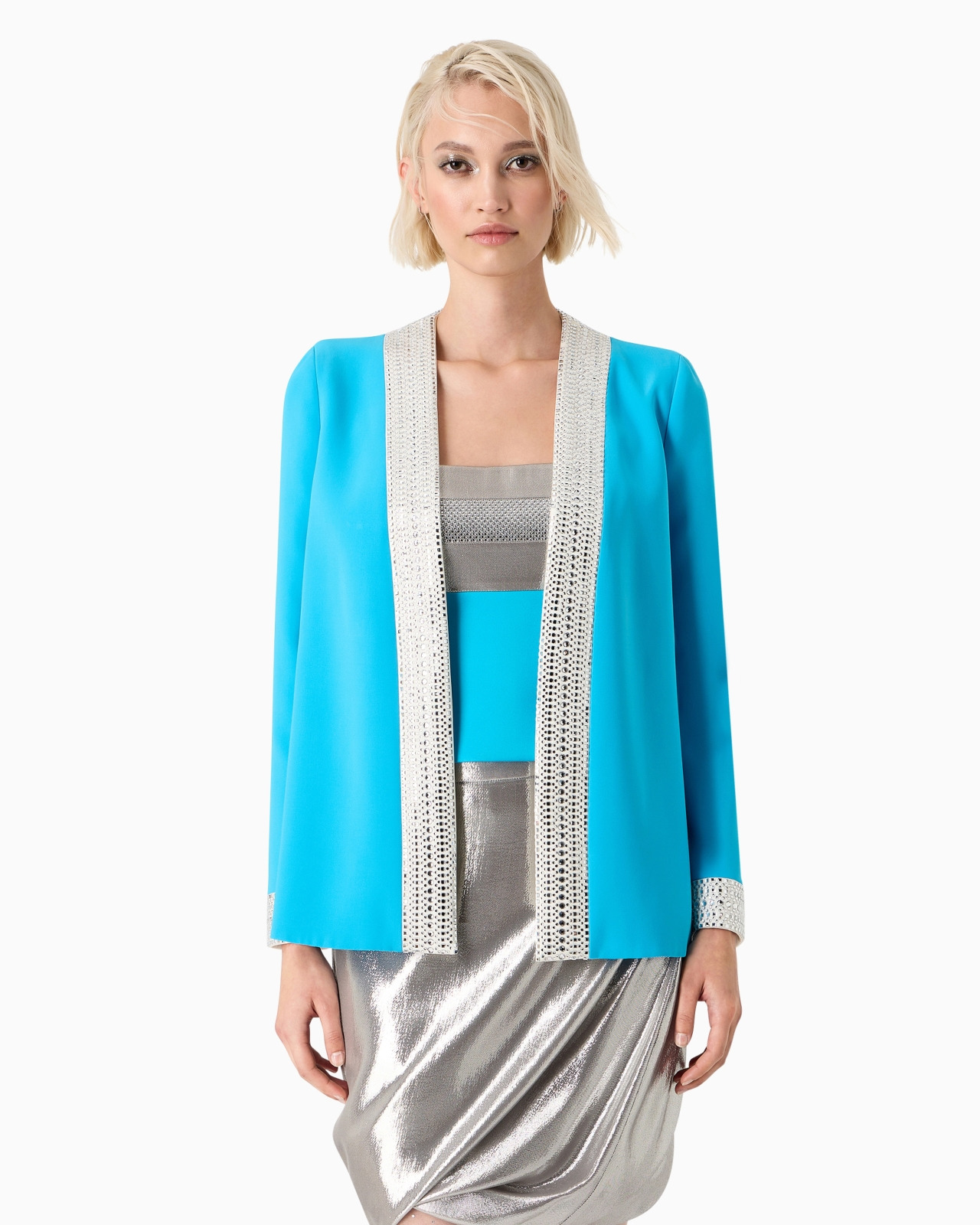 Embroidered silk open jacket - 2