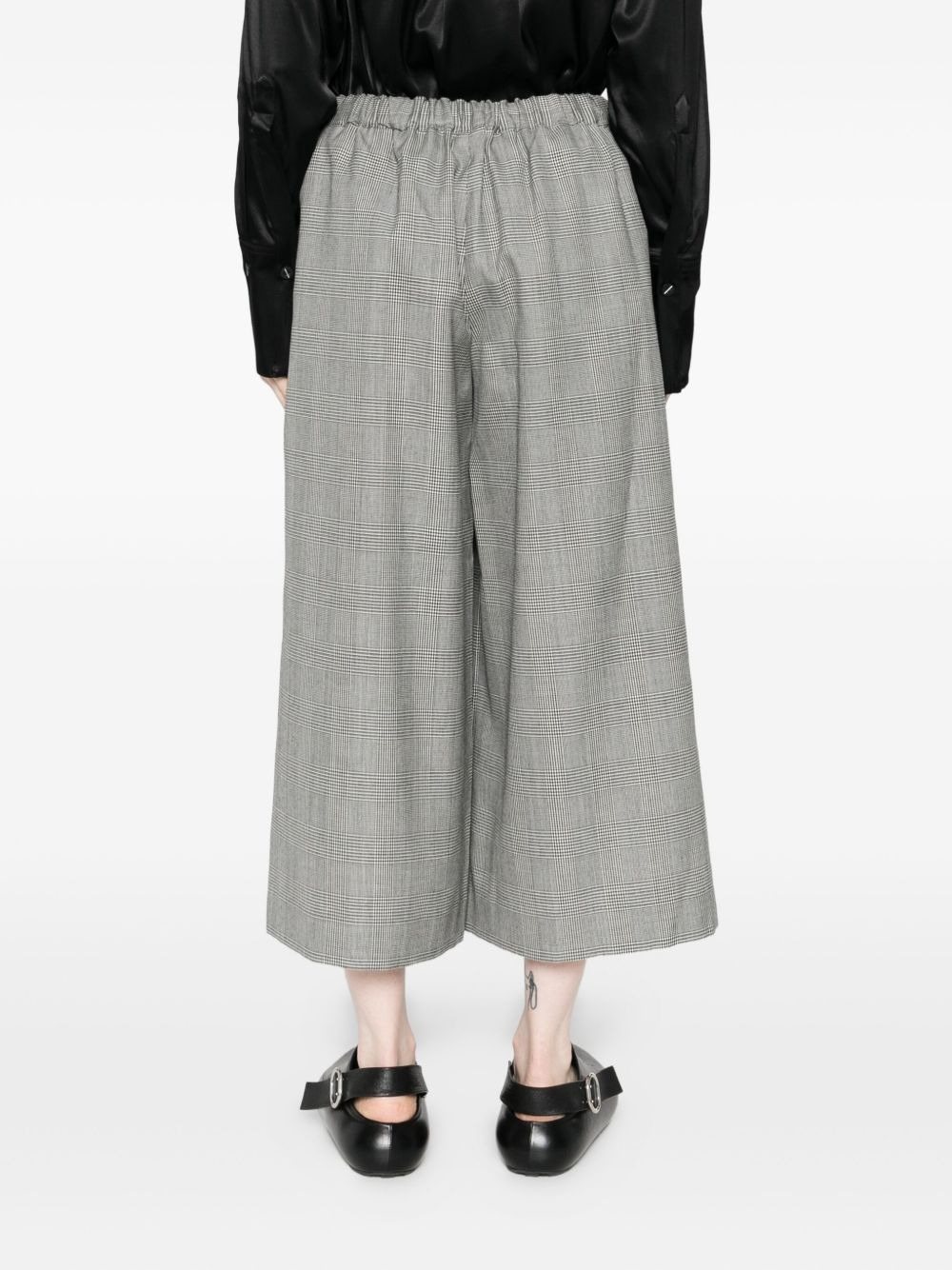 checked elasticated-waist trousers - 4