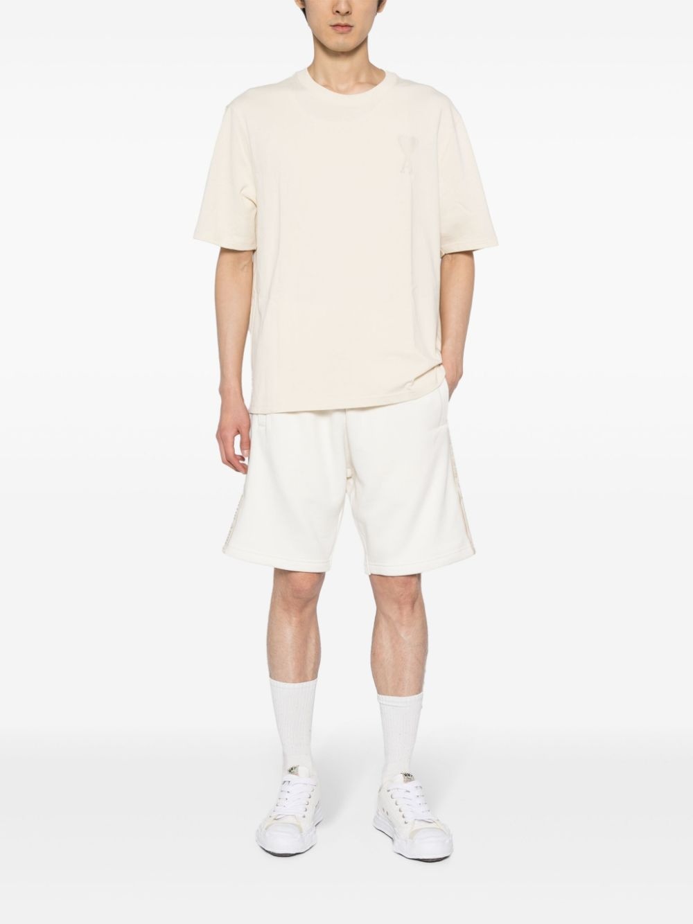 logo-tape cotton track shorts - 2