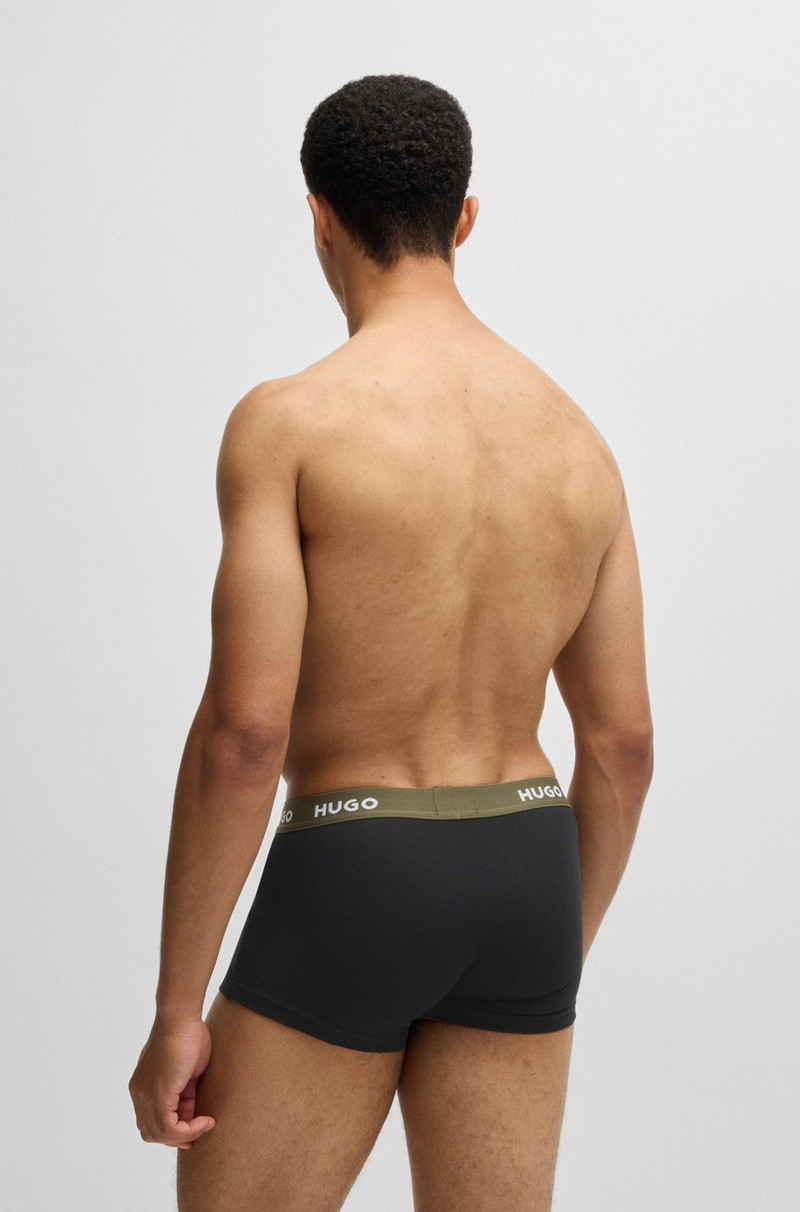 HUGO THREE-PACK OF STRETCH-COTTON TRUNKS WITH LOGO WAISTBANDS outlook