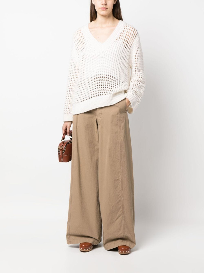 DOROTHEE SCHUMACHER V-neck open-knit sweatshirt outlook