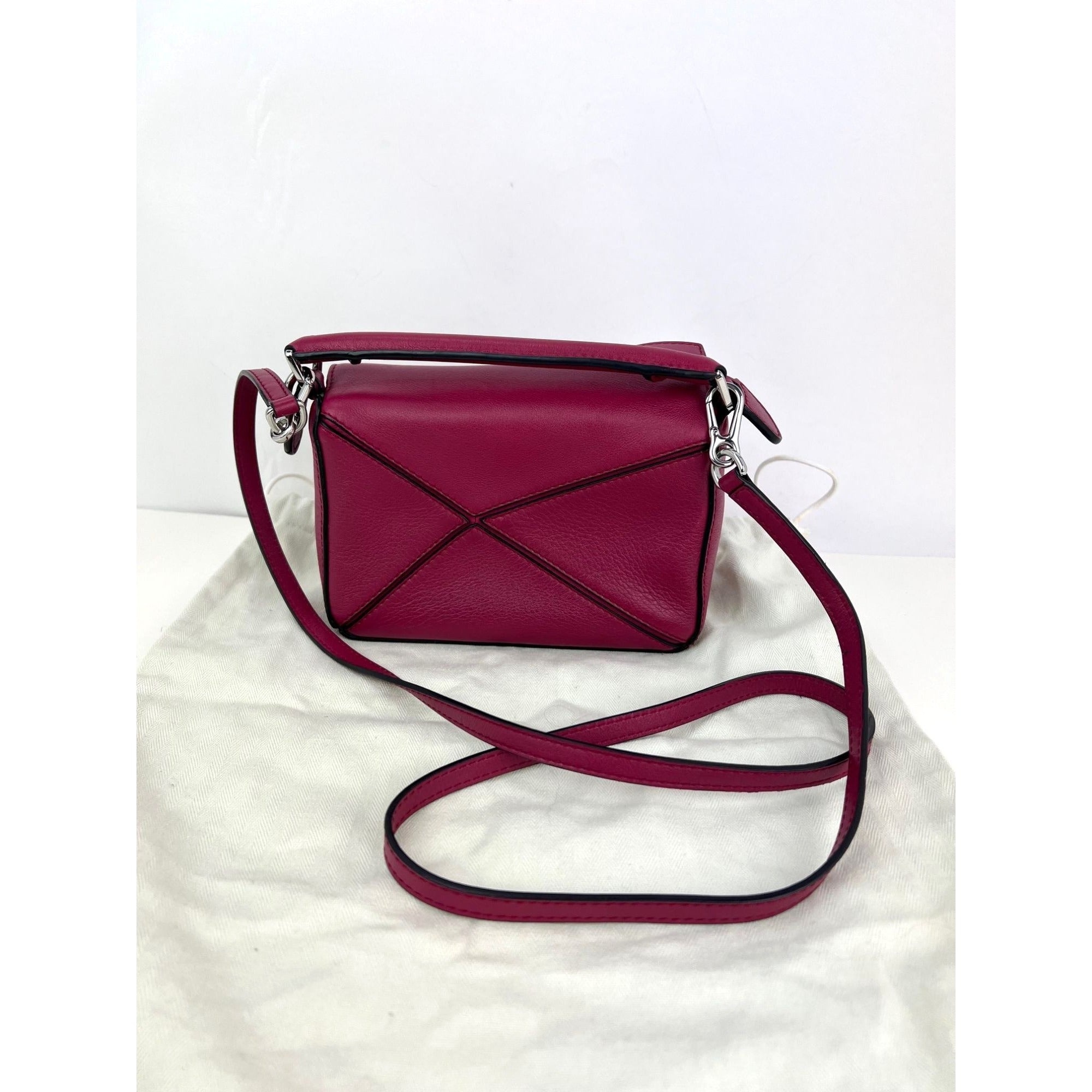 Loewe Calfskin Mini Crimson Puzzle Crossbody Hand Bag - 2