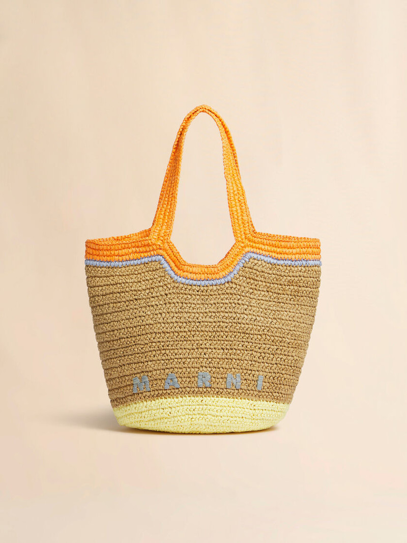 ORANGE AND YELLOW PAPER RAFFIA SEASIDE HOBO BAG 1
