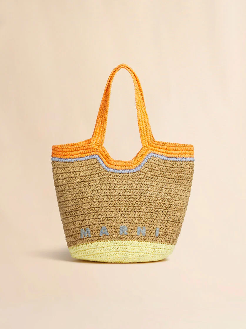 ORANGE AND YELLOW PAPER RAFFIA SEASIDE HOBO BAG - 1