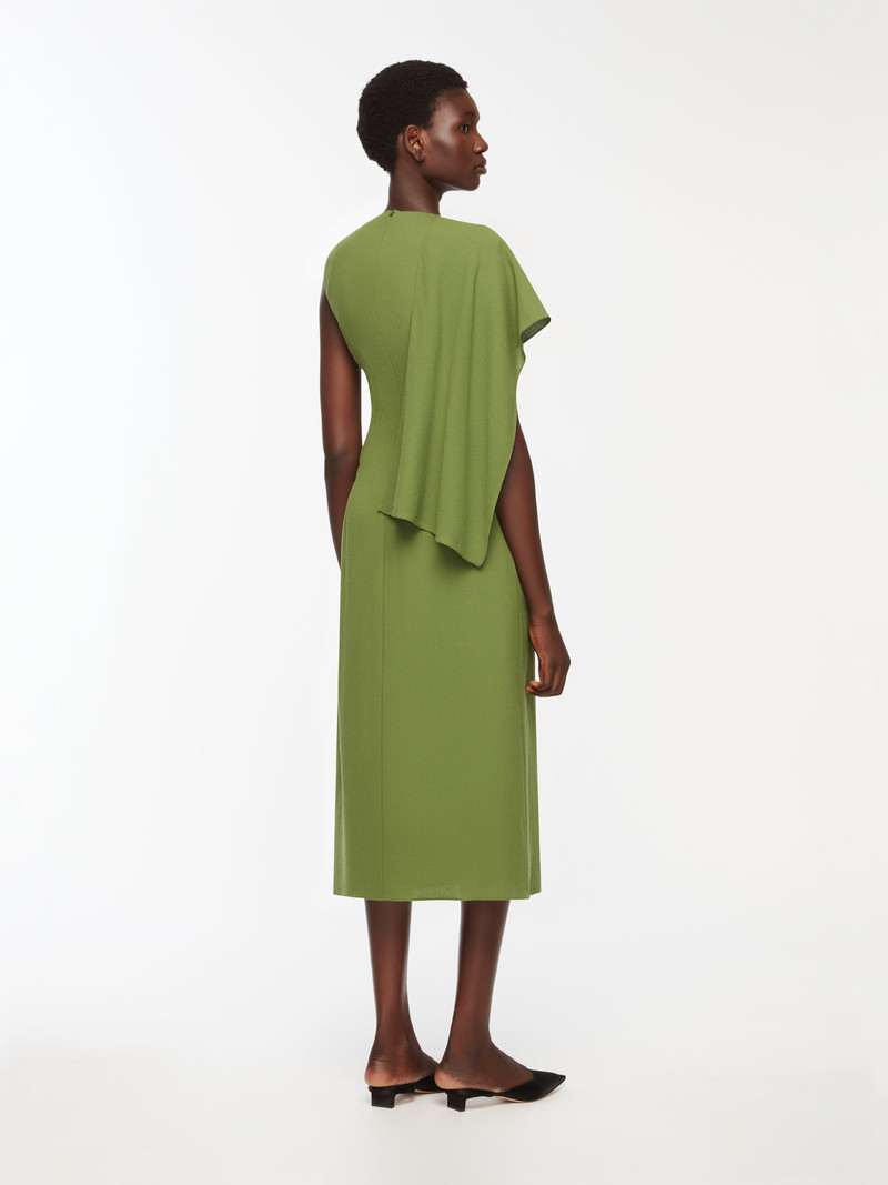 Tidus Dress In Olive Single Wool Crepe 3