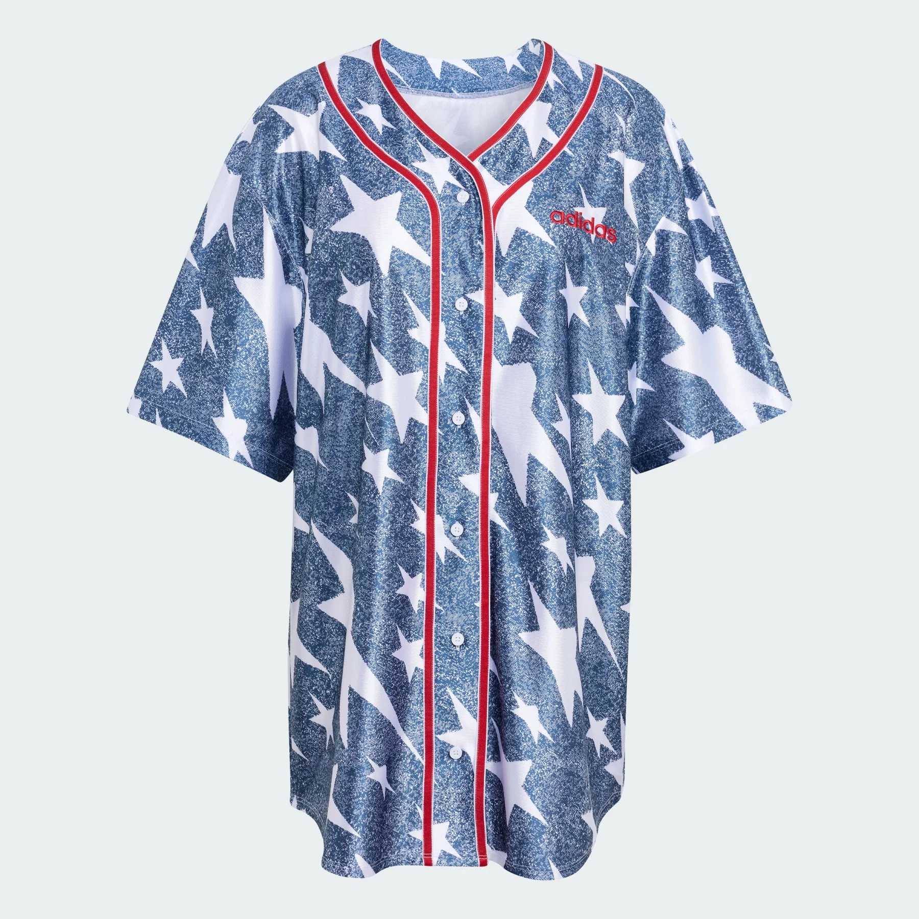 Denim Graphic Baseball Jersey - 1