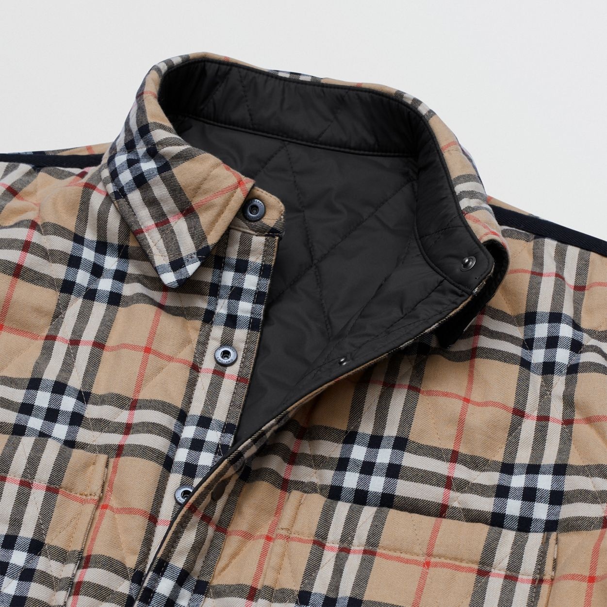 Reversible Quilted Vintage Check Cotton Overshirt - 11
