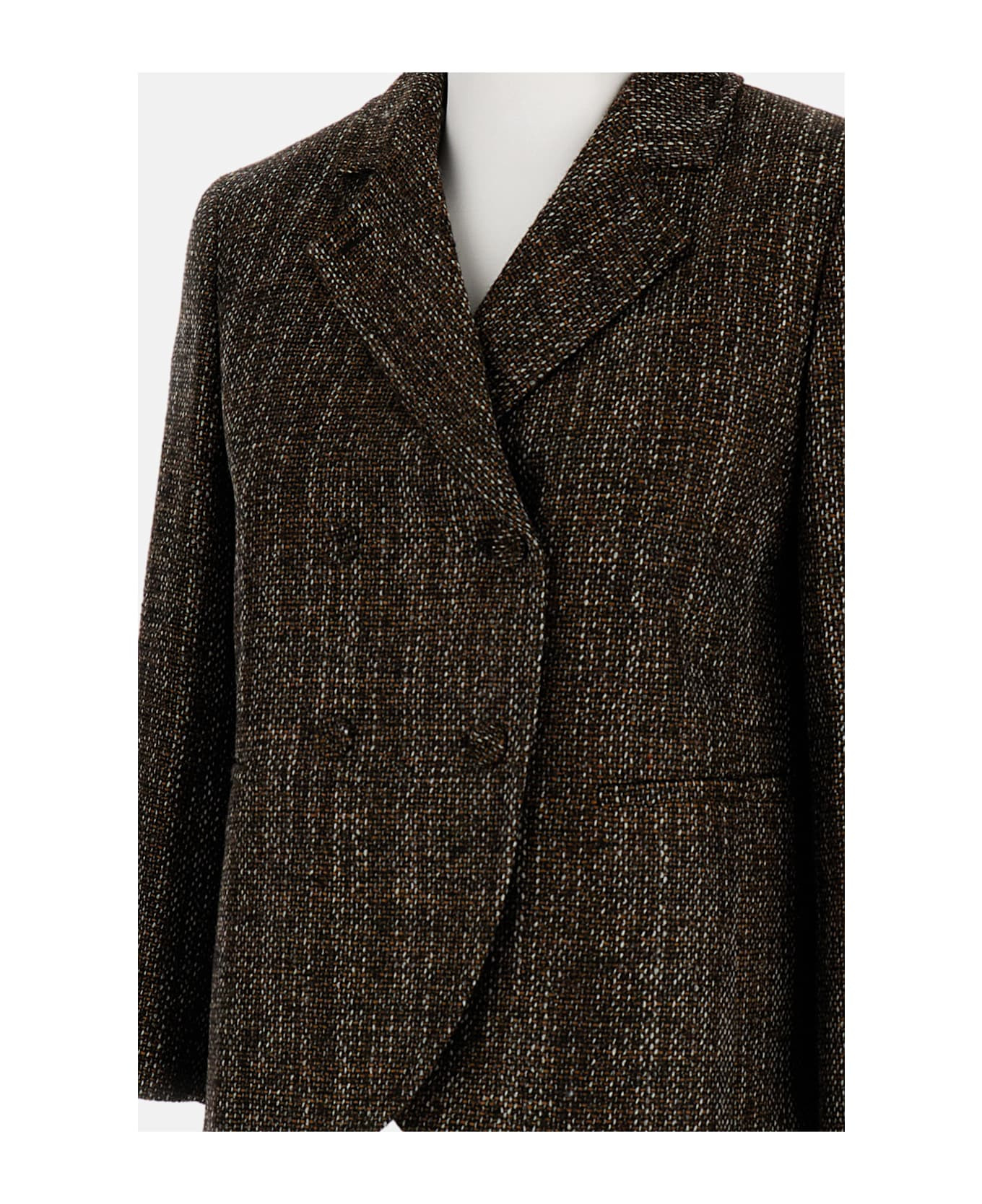 Short Double Breasted Wool Jacket - 3