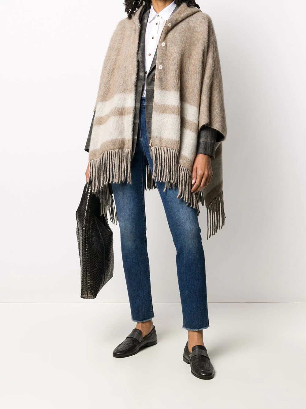 tassel trim cape - 2