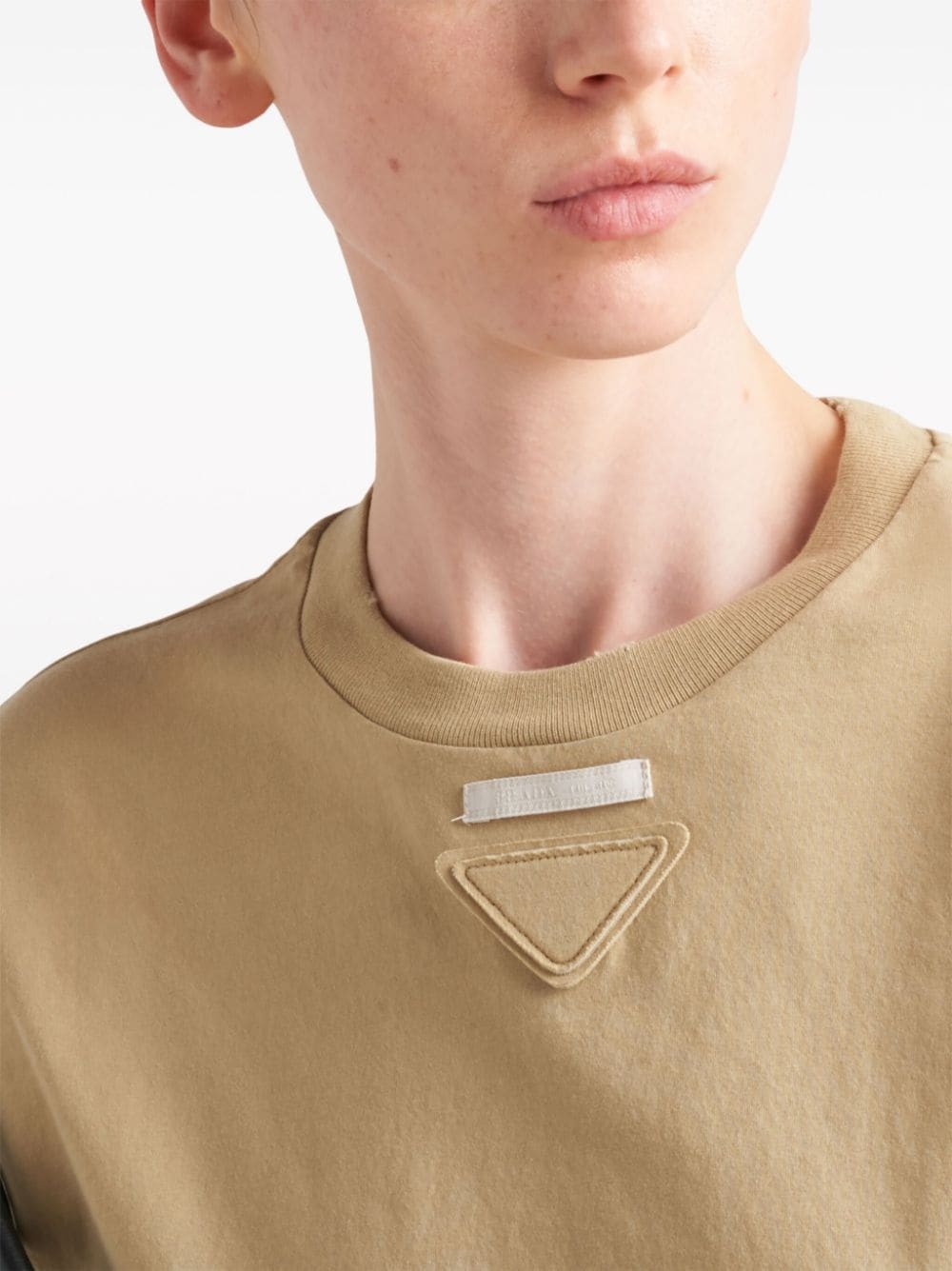 triangle-logo cotton T-shirt - 4