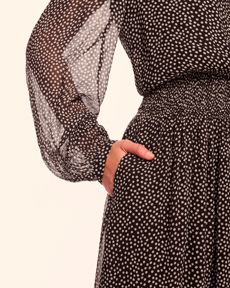 Dorothee Silk Long Sleeve Smocked Maxi Dress 3