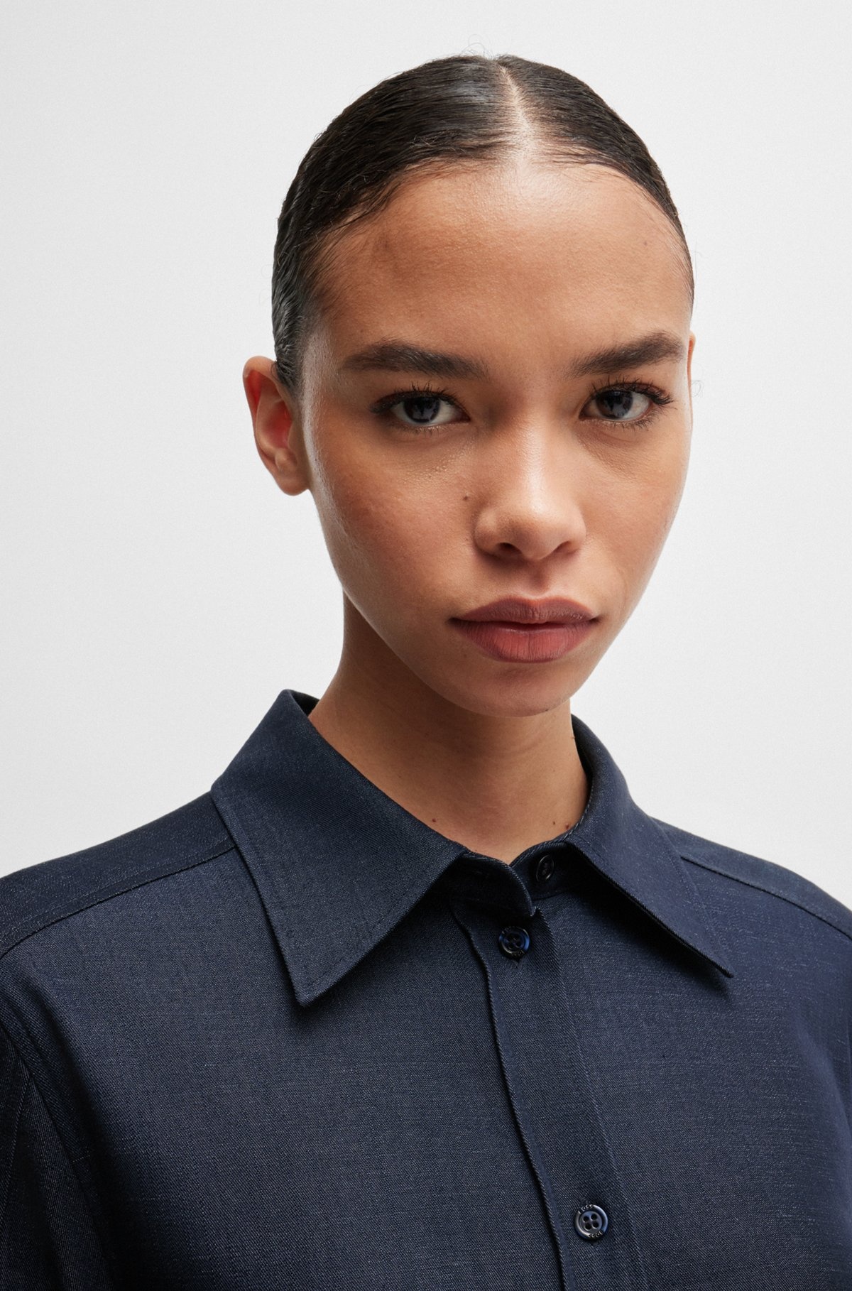REGULAR-FIT BLOUSE IN DENIM-EFFECT TWILL - 5