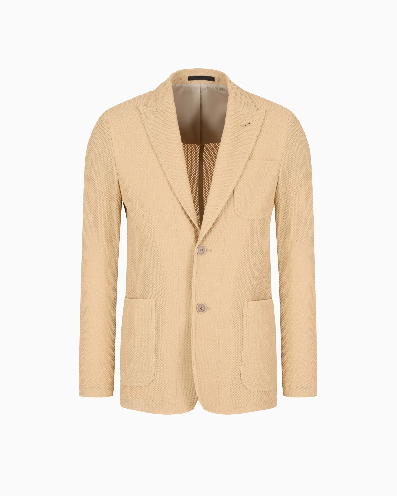 SINGLE-BREASTED JACKET IN TECHNICAL WAFFLE FABRIC - 1