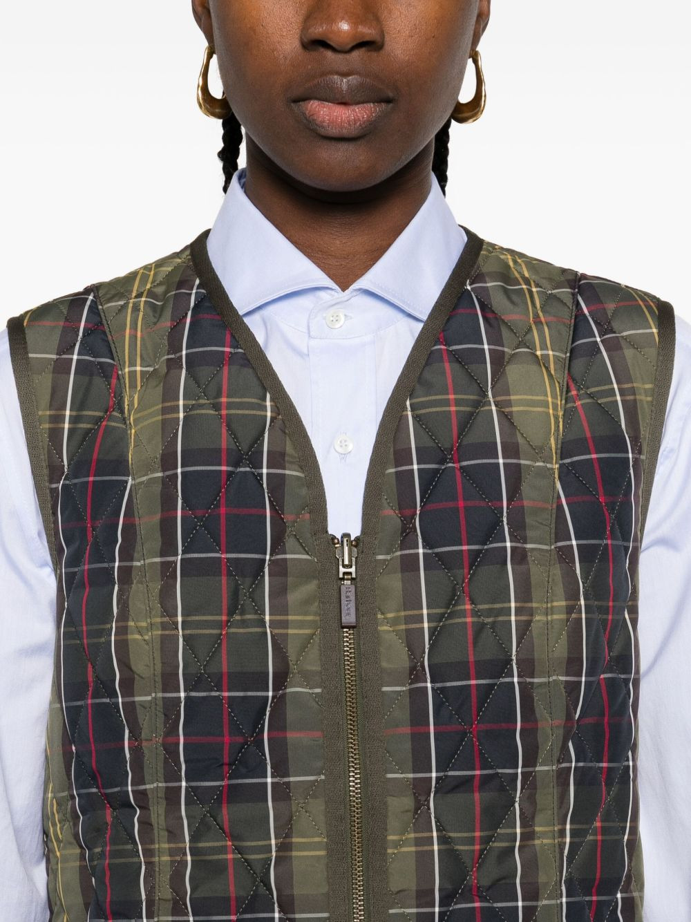 quilted tartan gilet - 5