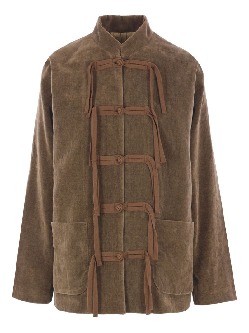 toggle-fastening velvet jacket 1