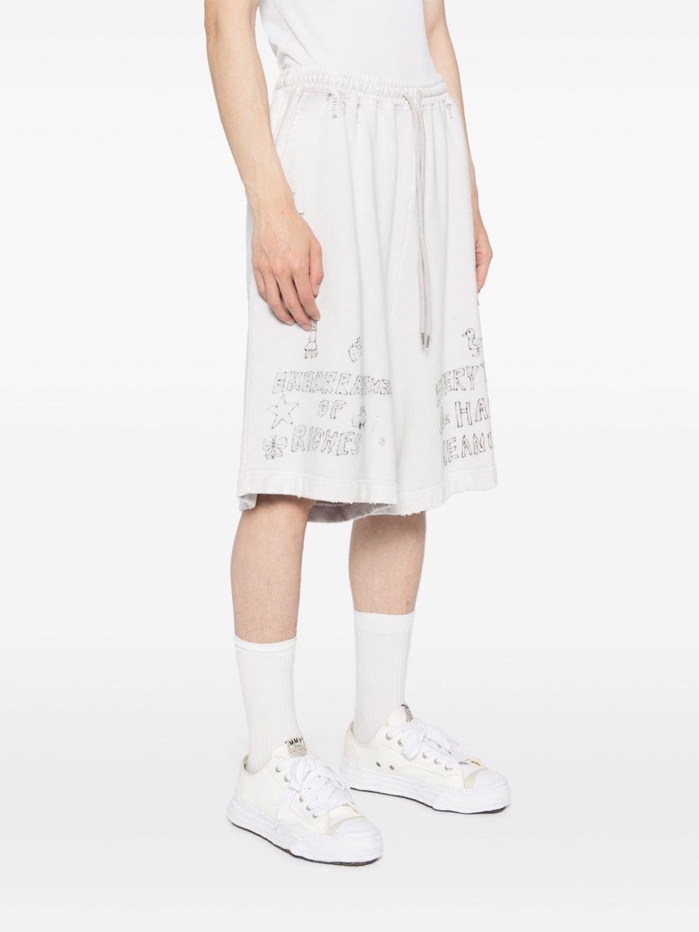 bleached graffiti-print shorts - 3